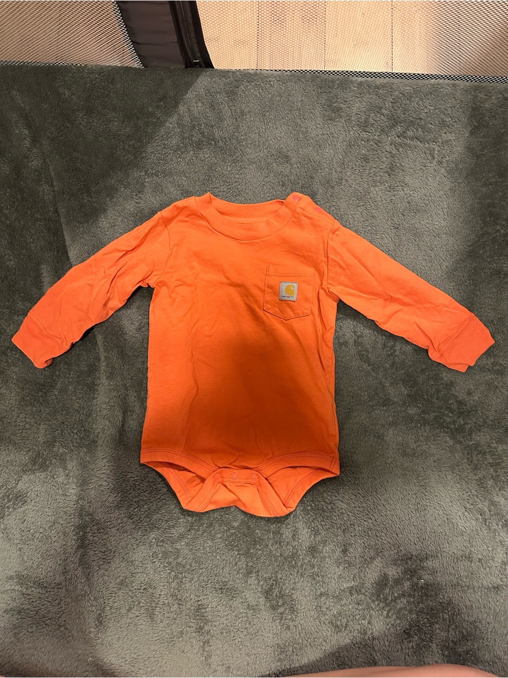 Carhartt Salmon Colored Long-Sleeve Baby Onesie - 9M